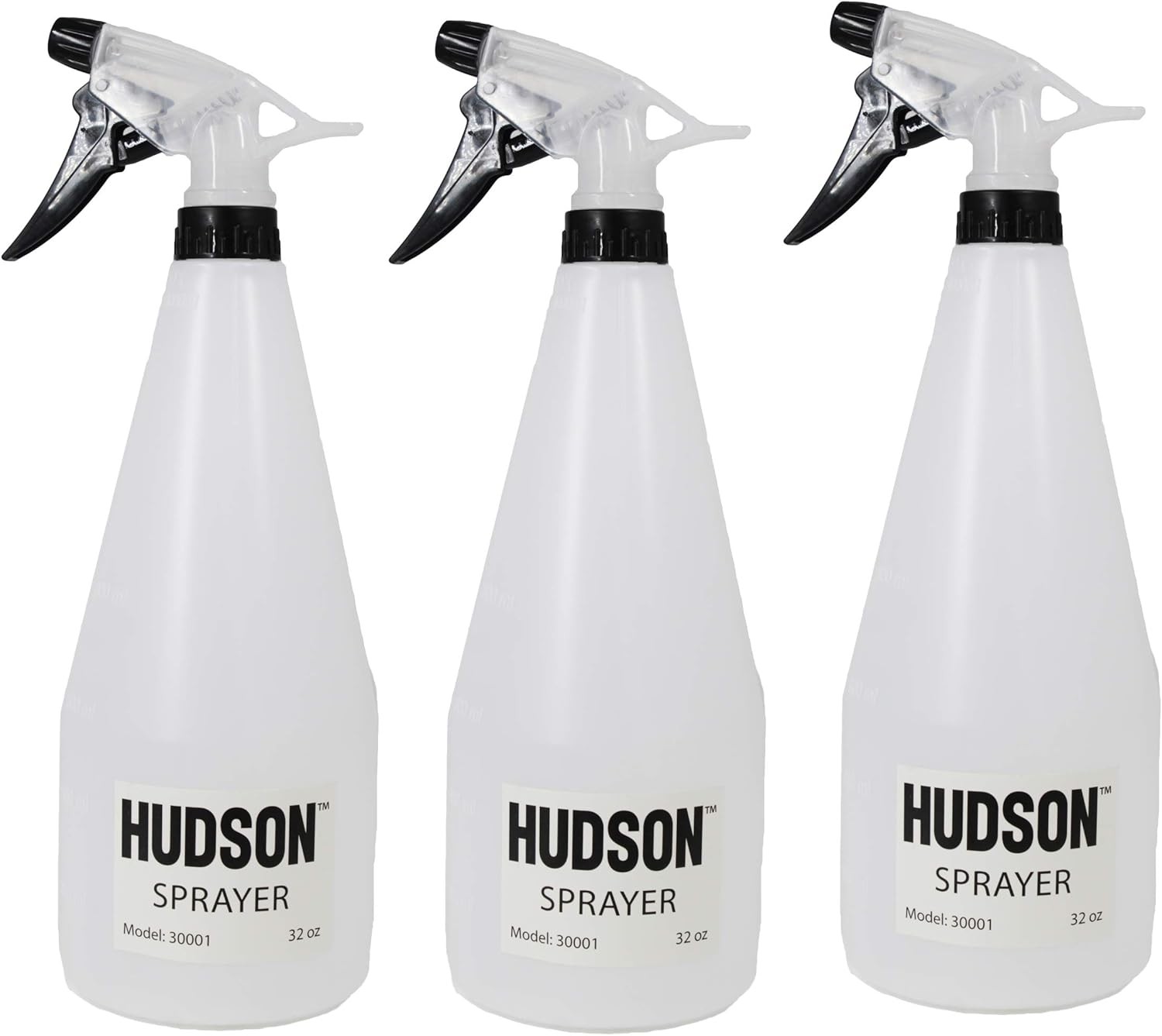 Hudson Adjustable Trigger Sprayer 3-Pack, Chemical-Resistant Mist and Stream Nozzles for Cleaners