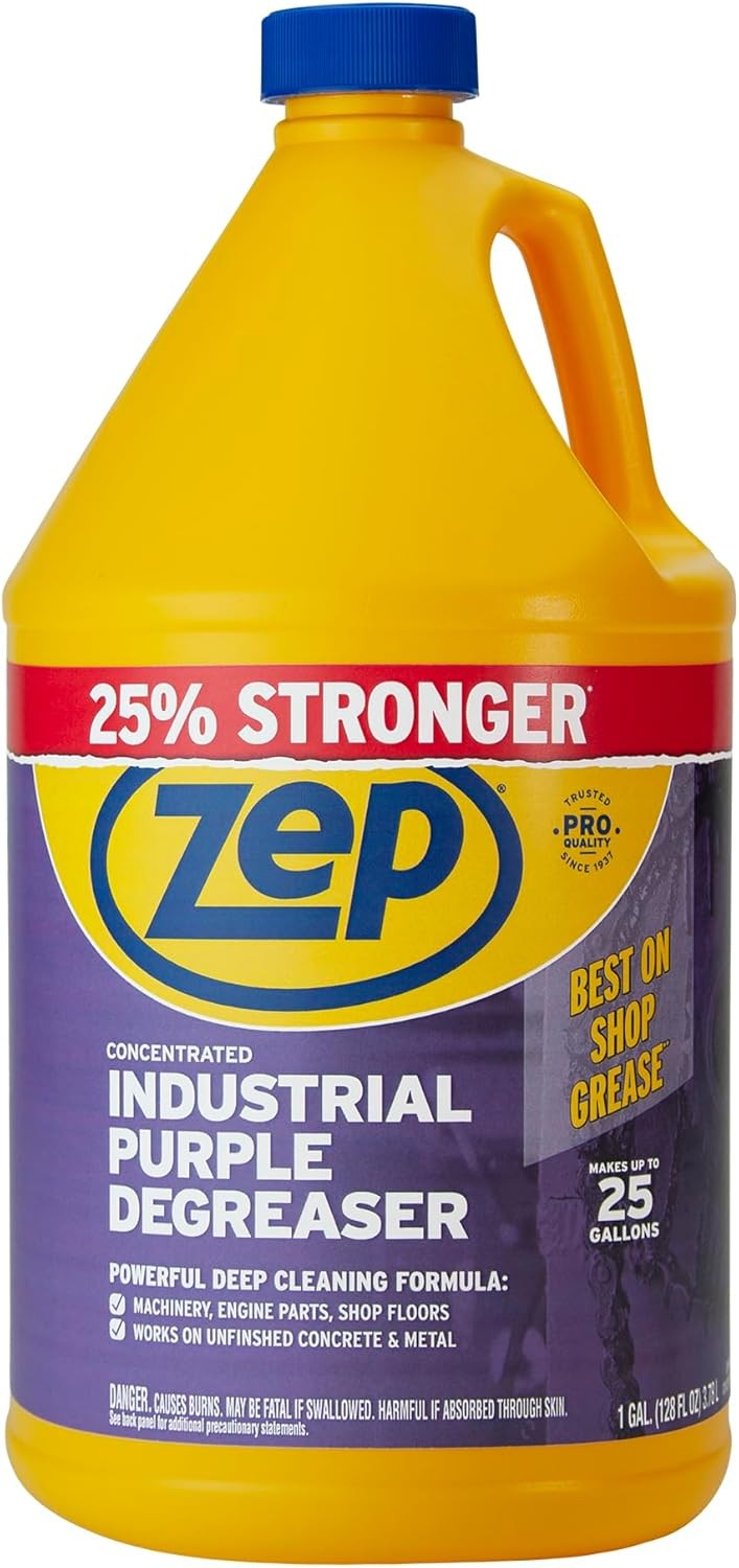 Zep Industrial Purple Degreaser Concentrate, Low-Foam Formula for Concrete Floors & Equipment, 1 Gallon